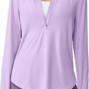 Womens UPF 50+ Sun Shirts Lightweight Golf Shirts Quick Dry Half Zip Workout Tops Running Hiking