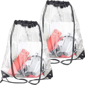 2 Pieces Clear Drawstring Bags, Waterproof Small Clear Bag for Stadium Colleges Sport Event  Security Approved