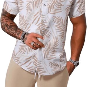 Men's Hawaiian Matching Set Summer Beach 2 Piece Outfits Tropical print Shirts and Shorts