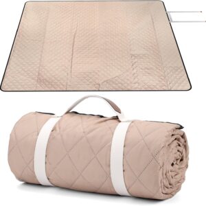 Oversize Picnic Blankets with Foldable, Waterproof & Sand Proof Blanket Made of  for Camping,Park, Beach,Grass,Outdoor,Portable mat (Light Brown, 60"x80")