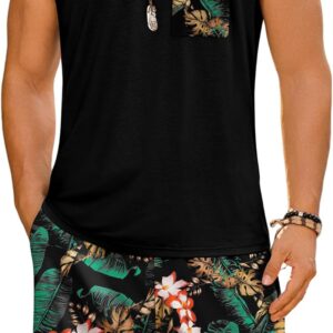Men's Hawaiian Sleeveless Tracksuit Summer Tank top & Shorts set  Tropical Two Piece Casual Daily Beach