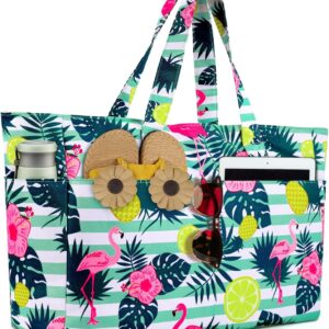 Extra Large Beach Bag Waterproof Beach Totes Bags for Women, Lightweight Foldable Pool Bag with Zipper Wet Compartment