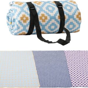 Waterproof Picnic Beach Blanket, 60’’x80’’ Sandproof Outdoor mat with Adjustable Strap, Durable 4 Layers Park Blanket for Picnic Travel Camping Hiking Outdoor Concert (Sky Blue)