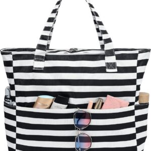 Beach Bag Waterproof Sandproof Women Tote Bag Pool Bag with Zipper for Gym Grocery Travel with Wet Pocket